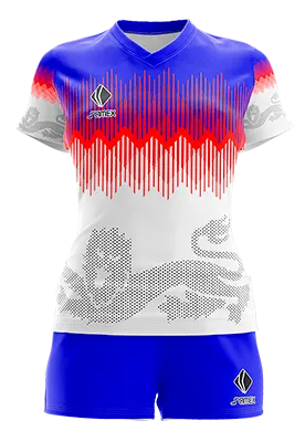 CONJUNTO DEPORTIVO VOLEY PERZONALIZADO CONJUNTO INGLATERRA 2018 AZUL - ROJO - BLANCO - ROMBOS - LINEAS COD: 0076 .