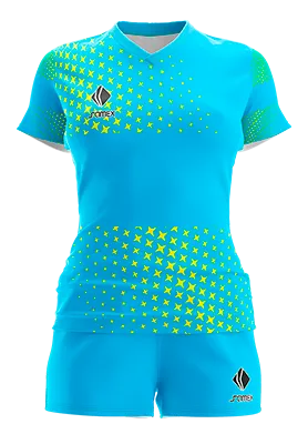 CONJUNTO DEPORTIVO VOLEY PERZONALIZADO CONJUNTO JUVENTUS ESTRELLA CELESTE - AMARILLO - CRUCES COD: 0082 .