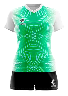 CONJUNTO DEPORTIVO VOLEY PERZONALIZADO CONJUNTO NIGERIA FANTASY 2019 BLANCO - VERDE - HOJAS COD: 0089 .