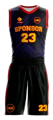 Conjuto basketball sublimada personalizado NEGRO AZUL - LINEAS DIAGONALES COD: 0042 .