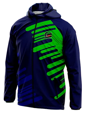 CORTAVIENTO DEPORTIVO BRASIL CONCEPT AZUL - LINEAS VERDE cod: 0057 .