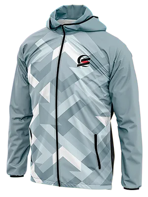 CORTAVIENTO DEPORTIVO CHELSEA CONCEPT 2023 BLANCO FIGURAS GEOMETRICAS GRIS cod: 0060 .