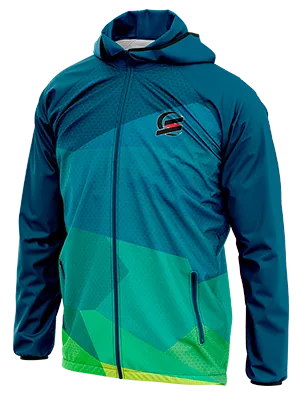 CORTAVIENTO DEPORTIVO CASTELLI FIGURAS GEOMETRICAS AZUL - TURQUESA - VERDE - AMARILLO cod: 0066 .