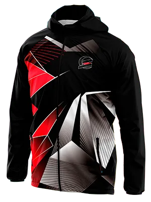 CORTAVIENTO DEPORTIVO FOX HONDA MOTOCROSS NEGRO - FIGURAS GEOMETRICAS ROJO - BLANCO Y GRIS cod: 0087 .