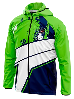 CORTAVIENTO DEPORTIVO MOTOCROSS THOR AZUL - FRANJA BLANCO - GRUNGE VERDE cod: 0108 .