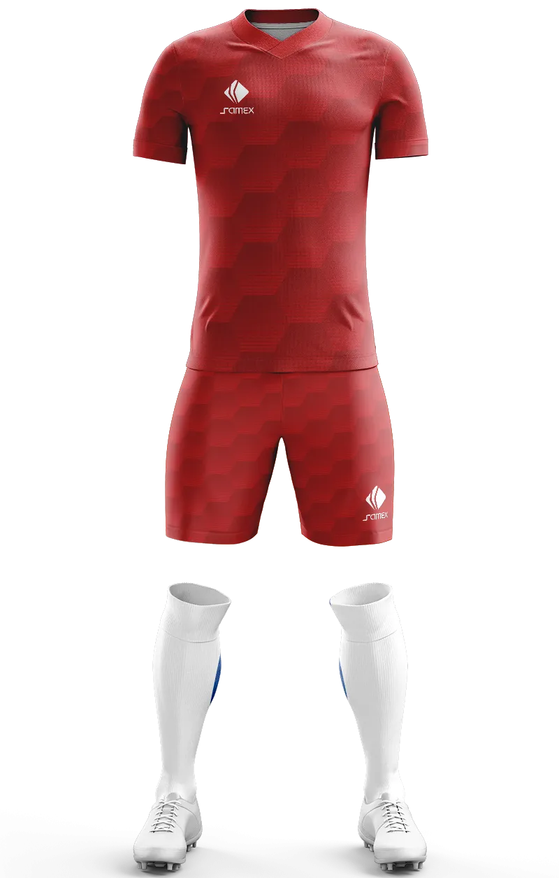 Conjunto Futbol Cod 0122 HALLESCHER FC rojo - rombos .