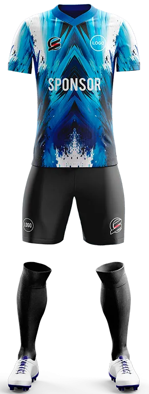 CONJUNTO FUTBOL COD. 402 NEGRO - AZUL - AQUARELA