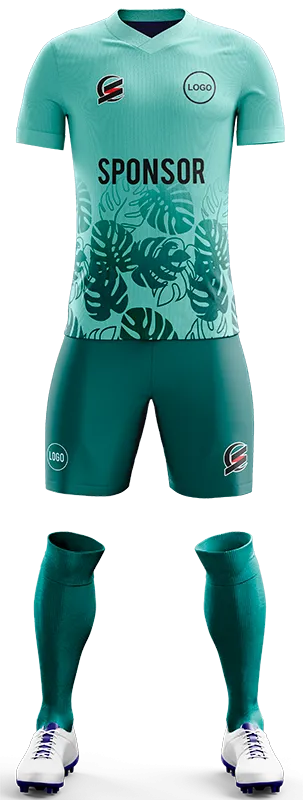 CONJUNTO FUTBOL COD. 427 TURQUESA HOJAS