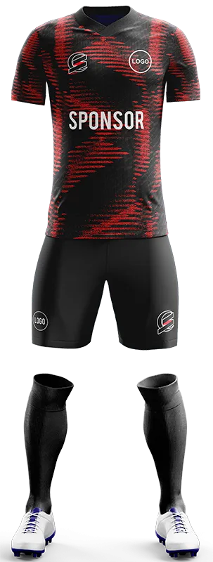 CONJUNTO FUTBOL COD. 428 NEGRO - LINEAS ROJO