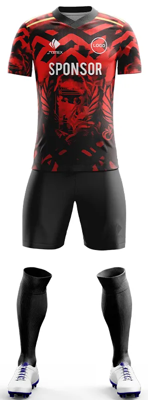 CONJUNTO FUTBOL COD. 442 NEGRO ROJO