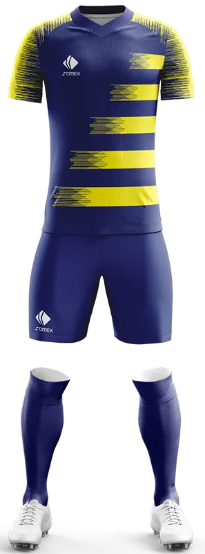 CONJUNTO FUTBOL COD. 452 AZUL - FRANJAS AMARILLO