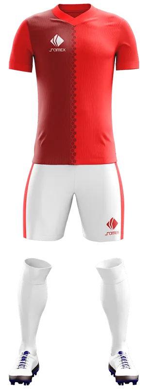 CONJUNTO FUTBOL COD. 486 ROJO - GUINDA - EXAGONOS