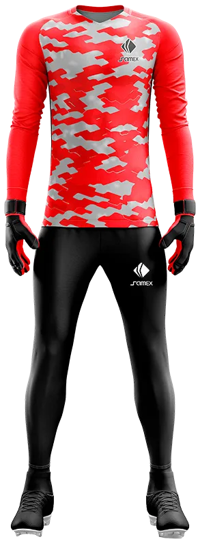 Conjunto Futbol Arqueros Cod 0044 CAMISETA ROJA CON GRIS .