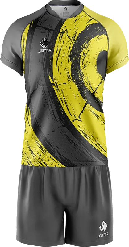 CONJUNTO RUGBY COD. 005 NEGRO CIRCULAR AMARILLO