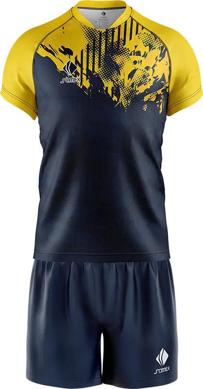 CONJUNTO RUGBY COD. 029 AZUL - AMARILLO GRUNGE