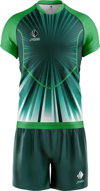 CONJUNTO RUGBY COD. 090 VERDE - TRIANGULOS BLANCO DEGRADE