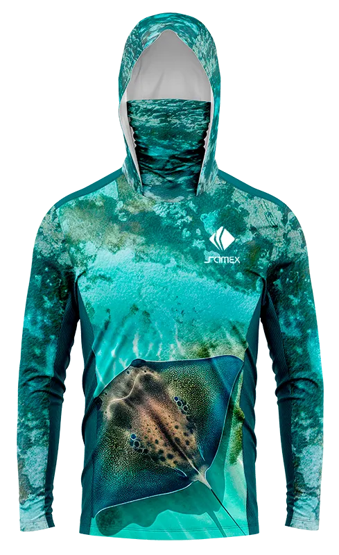 POLERON PESCA ESTAMPADO OCEANO - MANTA RAYA cod: 0036 .