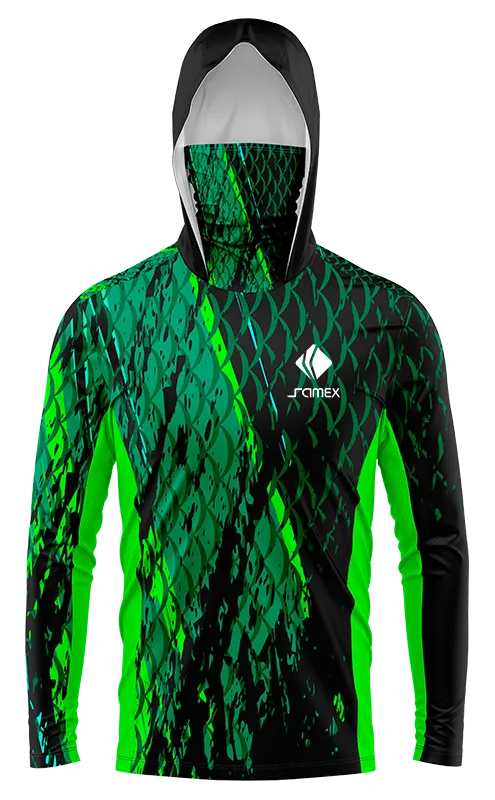 POLERON PESCA ESCAMAS VERDE - NEGRO cod: 0064 .