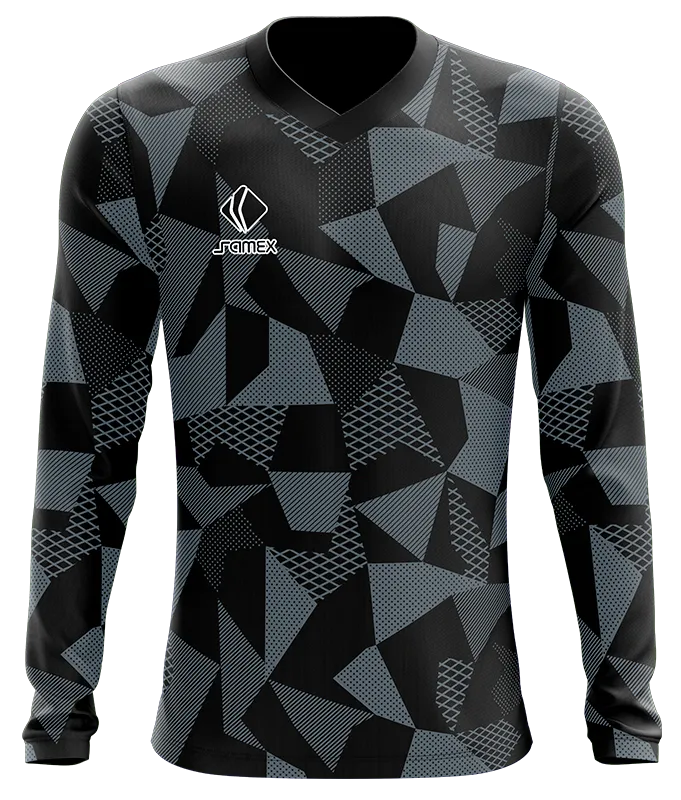 CAMISETA FUTBOL MANGA LARGA COD. 005 NEGRO - GRIS ABSTRACTO