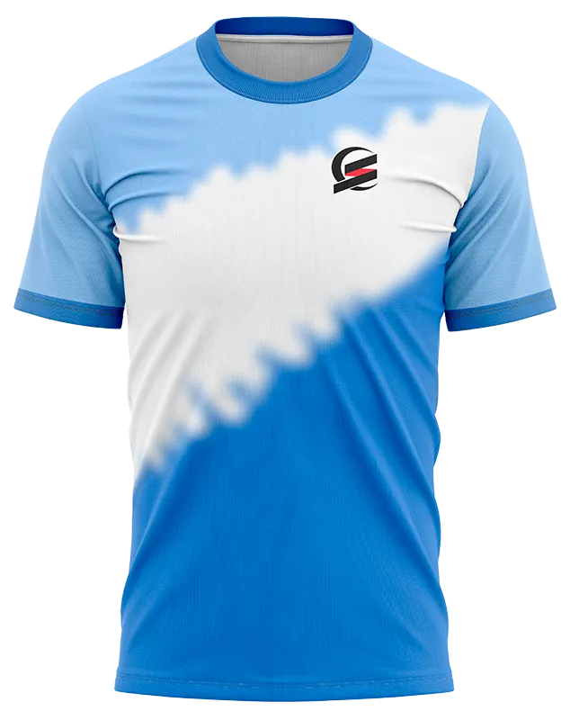 CAMISETA PADEL COD. 011 ESTAMPADO TYE DIE CELESTE CON BLANCO