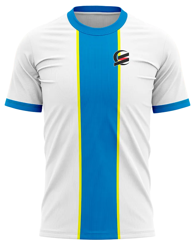 CAMISETA PADEL COD. 031 BLANCO - FRANJA CELESTE