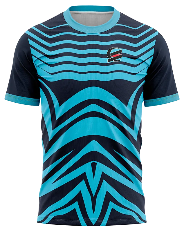 CAMISETA PADEL COD. 039 AZUL - FRANJAS CELESTE