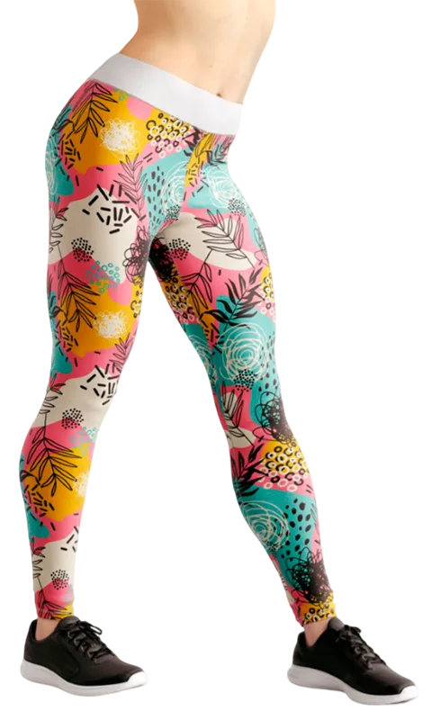 CALZA COD. 154 FLORAL COLORES CON ESTAMPADO HOJAS