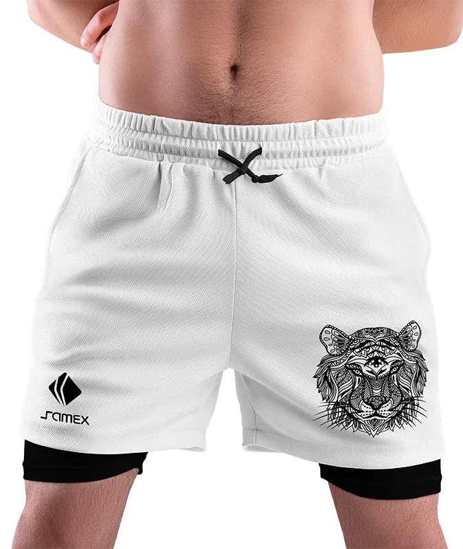 SHORT DEPORTIVO SHORT PADEL BLANCO - ESTAMPADO TIGRE COD: 0014 .
