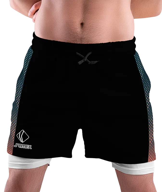 SHORT DEPORTIVO SHORT PADEL NEGRO - FRANJAS - PUNTOS COD: 0020 .