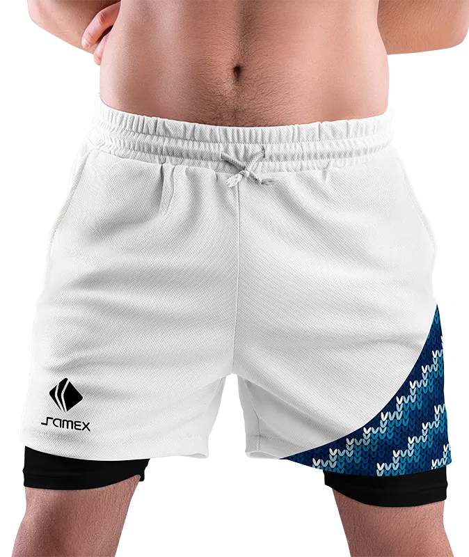 SHORT DEPORTIVO SHORT PADEL BLANCO - AZUL COD: 0024 .