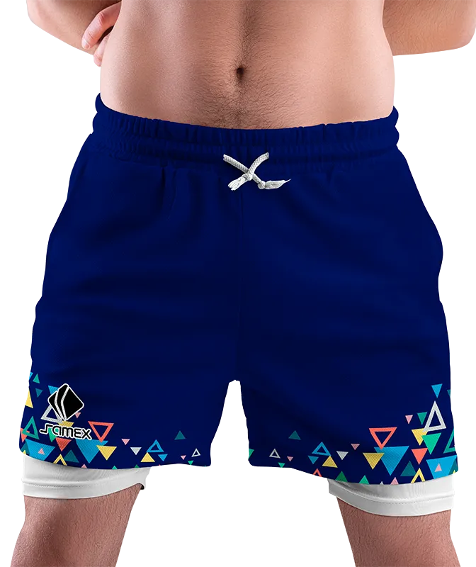 SHORT DEPORTIVO SHORT PADEL AZUL - TRIANGULOS COD: 0037 .