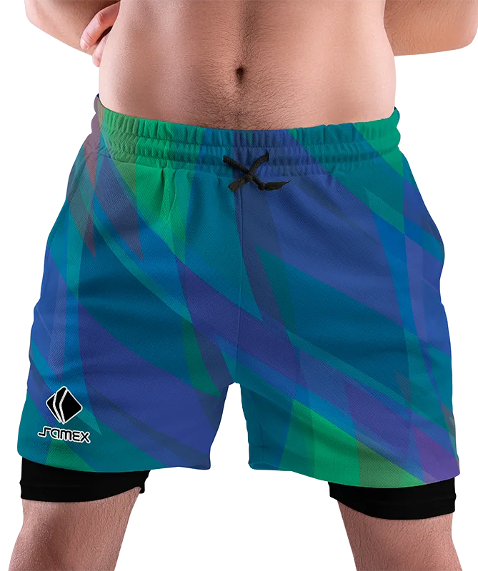 SHORT DEPORTIVO SHORT PADEL CELESTE - VERDE - AZUL COD: 0047 .