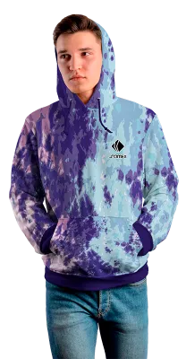 Poleron Con Capucha Cod 0004 POLERA MORADA - CELESTE - ESTAMPADO TIE DYE .