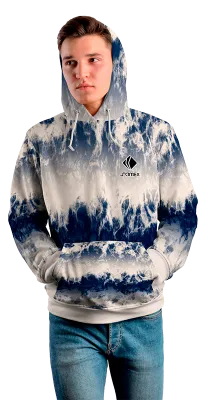 Poleron Con Capucha Cod 0007 POLERA BLANCO - AZUL - ESTAMPADO TIE DYE .