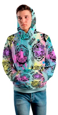 Poleron Con Capucha Cod 0018 POLERA TORNASOL ESTAMPADOS CABEZA DE TIGRE .