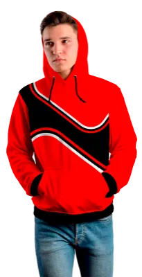 Poleron Con Capucha Cod 0034 POLERA ROJA - FRANJA - NEGRO - ROJO - BLANCO .