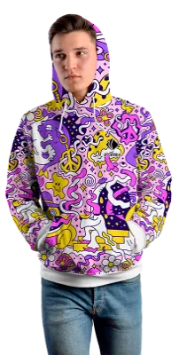 Poleron Con Capucha Cod 0047 POLERA CARTOON COLORES MORADO AMARILLO