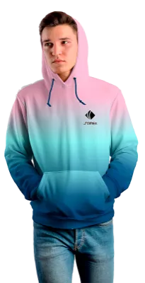 Poleron Con Capucha Cod 0079 POLERA DEGRADE COLORES ROSA - TURQUESA - AZUL .