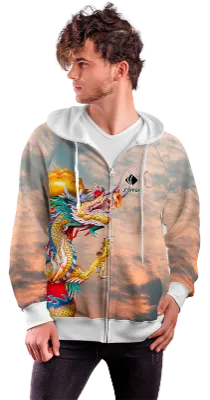 POLERON CON CIERRE COD. 010 ESTAMPADOS NUBES ATARDECER - DRAGON CHINO