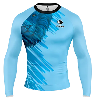 POLERA DE COMPRESIÔö£├┤N CAMISETA DE COMPRESION BOLÔö£├¼VAR FC CELESTE - LINEAS- LEON COD: 0010 .