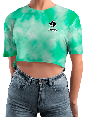CROP TOP PERSONALIZADO CROP TOP BLANCO - VERDE - ESTAMPADO TIE DYE COD: 0030 .