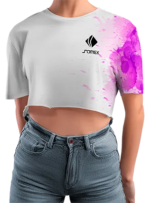 CROP TOP PERSONALIZADO CROP TOP BLANCO - MORADO - SALPICADURA COD: 0053 .