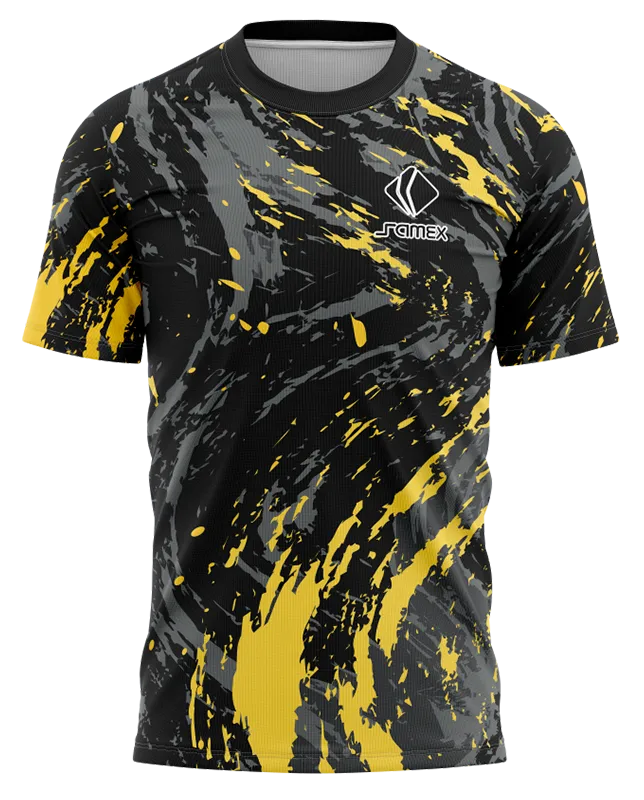 Camisetas Running Cod 0011 NEGRO - GRIS - AMARILLO .