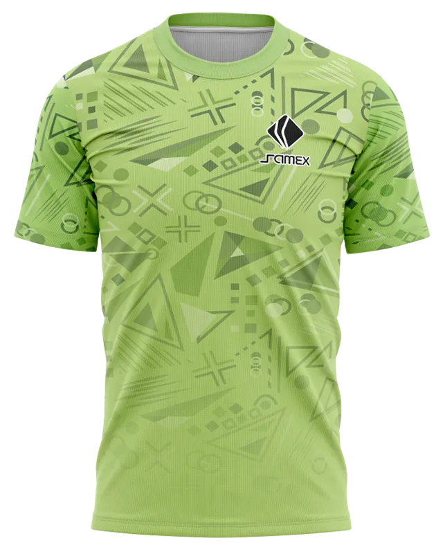 Camisetas Running Cod 0020 VERDE FIGURAS GEOMETRICAS .