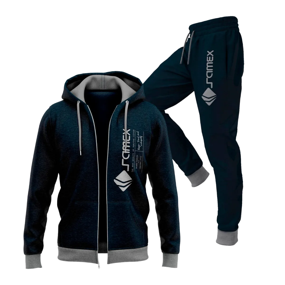 CONJUNTO BUZO AFRANELADO PARA HOMBRE AZUL ACERO