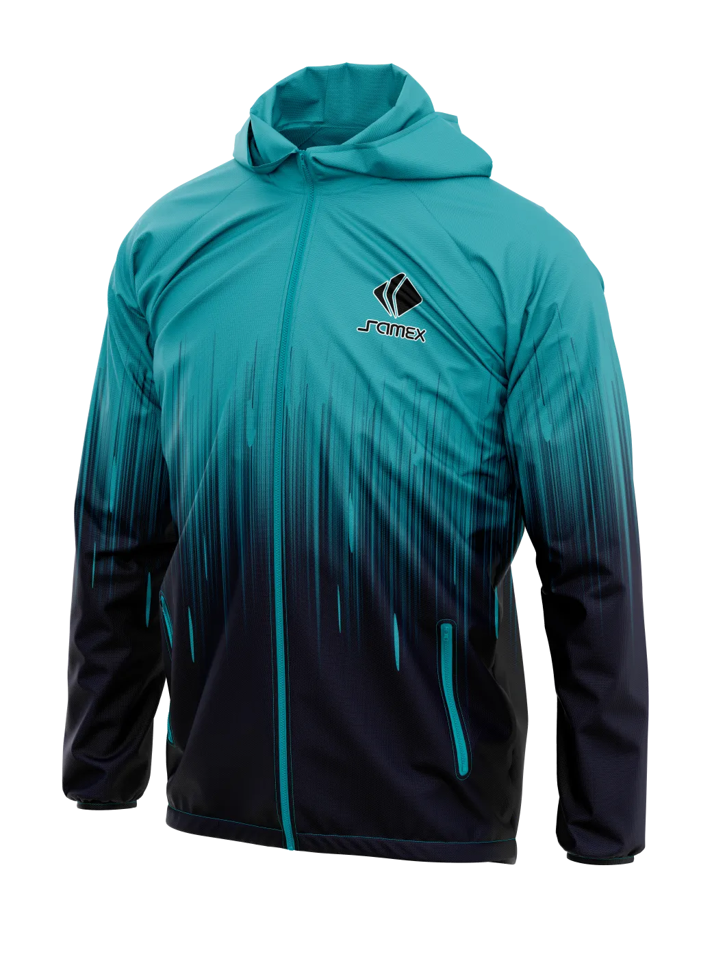 Cortavientos Deportivo celeste degradado negro