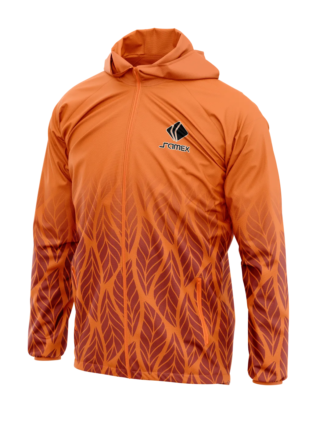Cortavientos Deportivo naranja hojas rojas