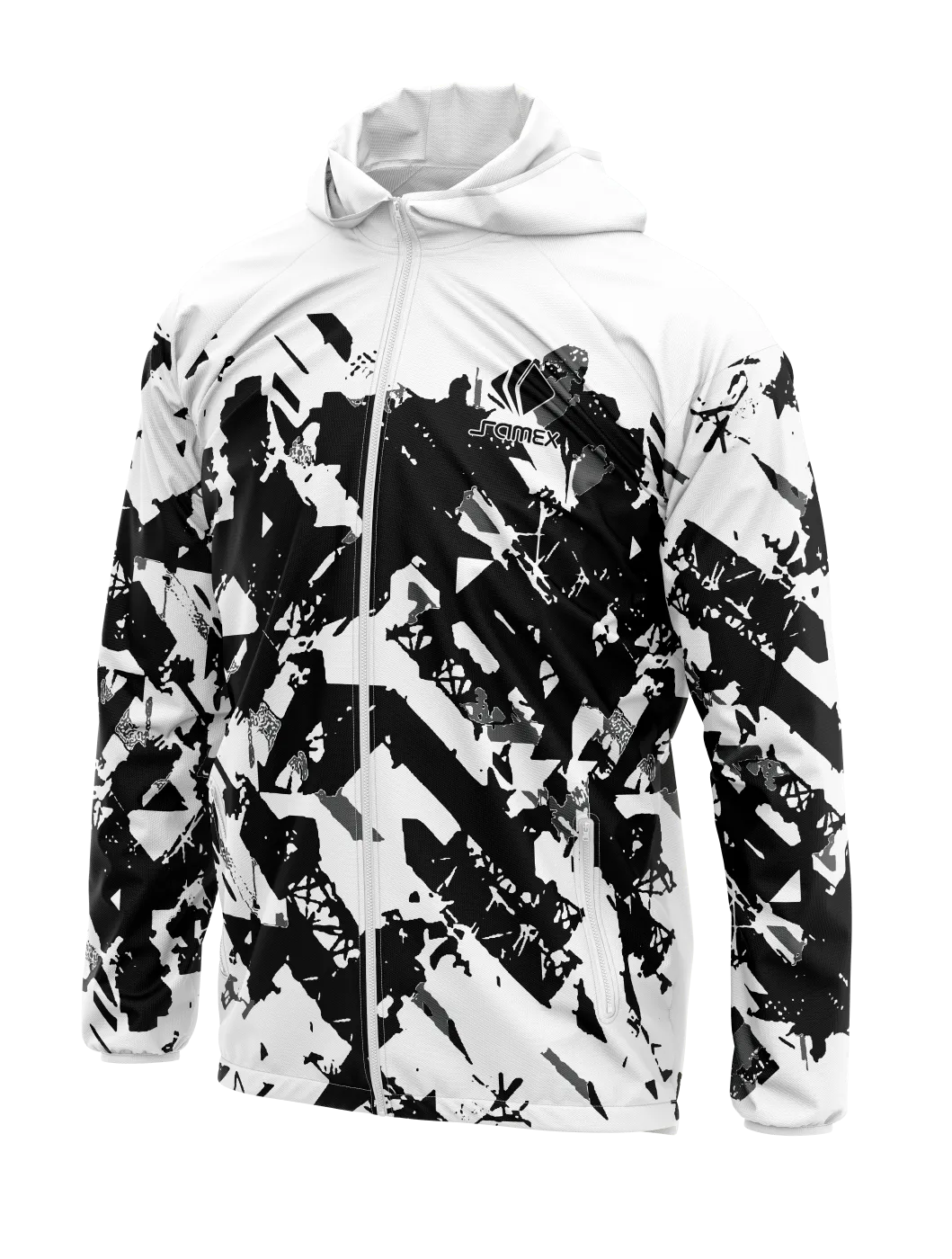 Cortavientos Deportivo blanco y negro vectorizado.