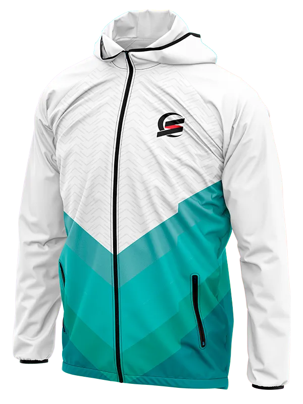 CORTAVIENTO DEPORTIVO OSUNA BLANCO FRANJAS TURQUESA cod: 0078 .
