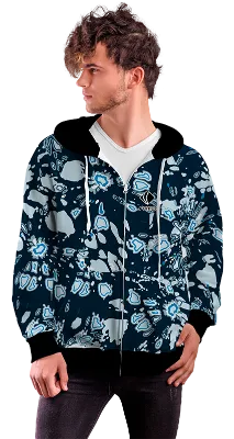 POLERON CON CIERRE COD. 001 AZUL GRUNGE GRIS